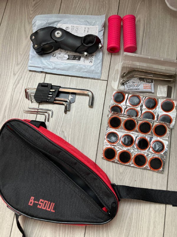 велосумка, инструмент для ремонта шин, грипсы, вынос руля, набор шестигранников
