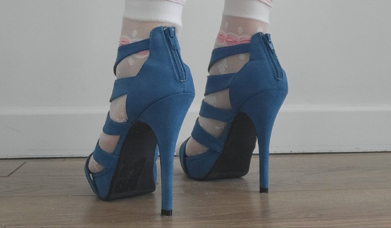 Босоножки New Look, синяя замша, размер 38 3