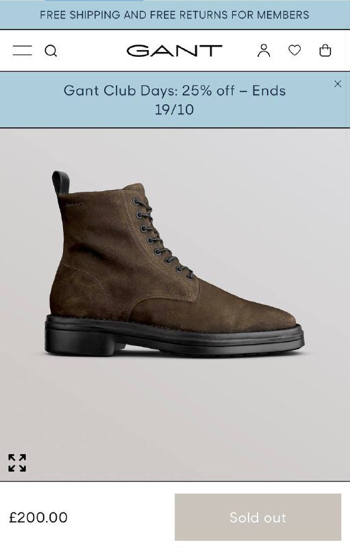 GANT Boggar Mid Suede Boots, размер 43 2