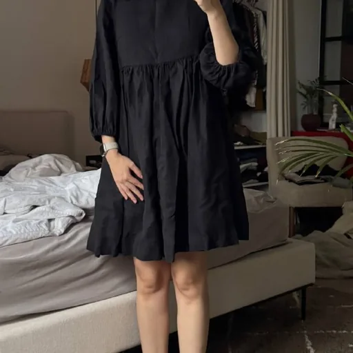 Платье Baratava, ботинки Mustang, жилетка Zara, кардиган, брюки H&M
