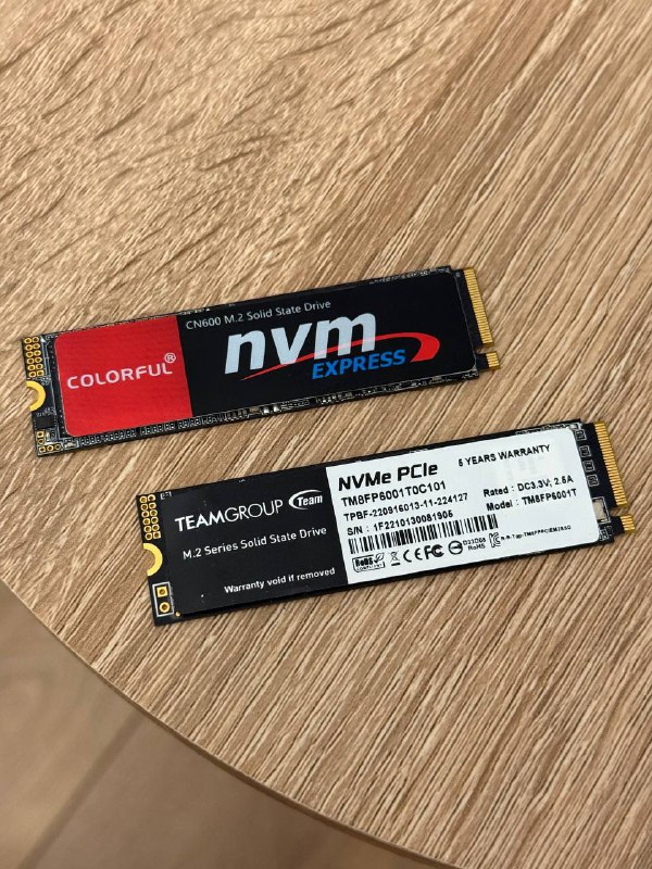 NVMe M.2 SSD Colorful CN600 500gb, Team MP33 1TB
