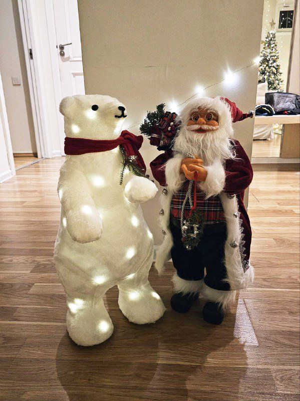 Новогодние фигуры Белый медведь, Санта