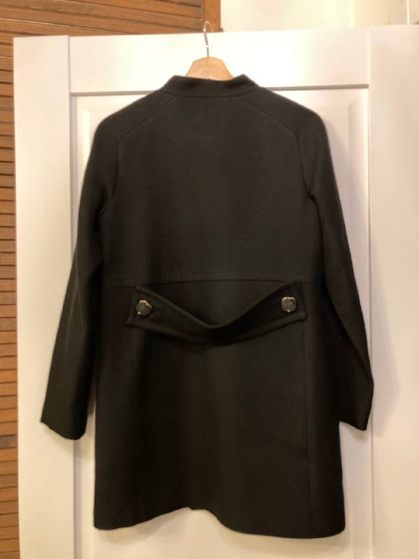 Легкое черное пальто Uterque размер XS шерсть 2