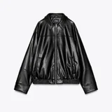 Женский оверсайз-бомбер ZARA из экокожи 5