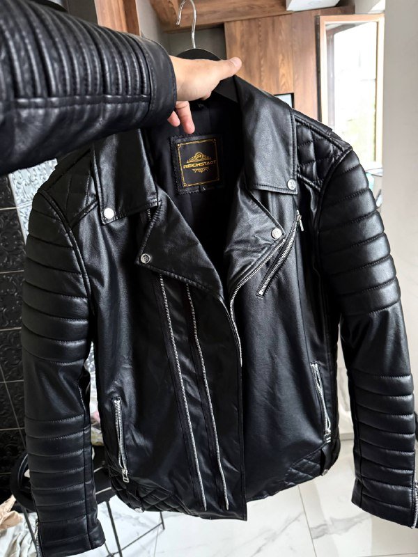 Теплая кожаная куртка мужская размер L
