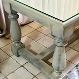 Стол из массива дуба со стеклянной столешницей 2