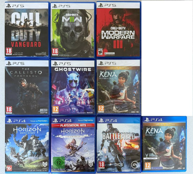 PlayStation PS5 PS4 игры диски Call of Duty Vanguard Modern Warfare III Kena Bridge Horizon Zero Dawn