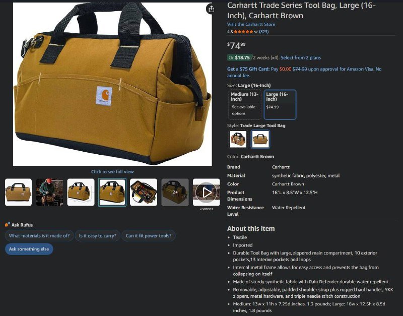 Мужская сумка Carhartt для инструментов 2