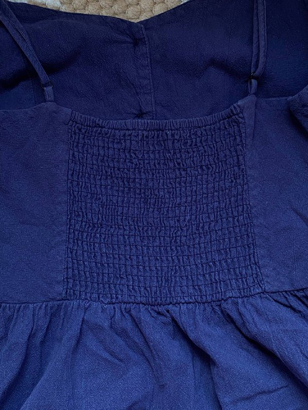 Хлопково-льняное платье цвета индиго на пуговицах 2