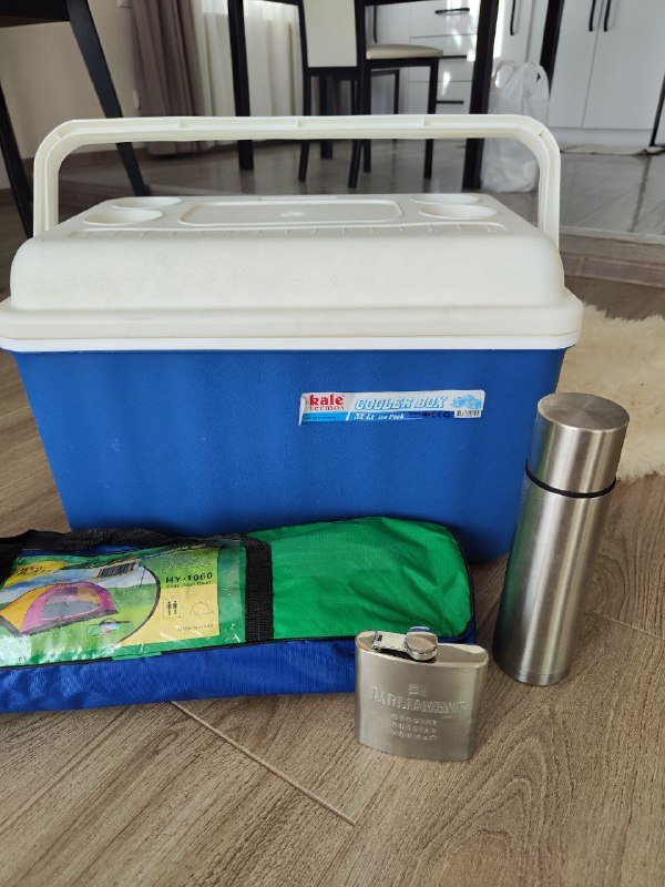 Портативный кемпинговый холодильник, палатка, термос, фляжка