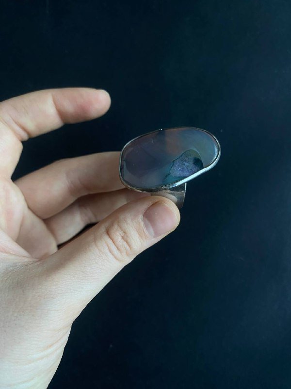 Кольцо с натуральным камнем, серьги спирали из медицинского сплава 2