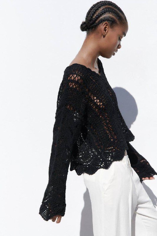 Вязанная летняя кофта-свитер Zara размер L 3