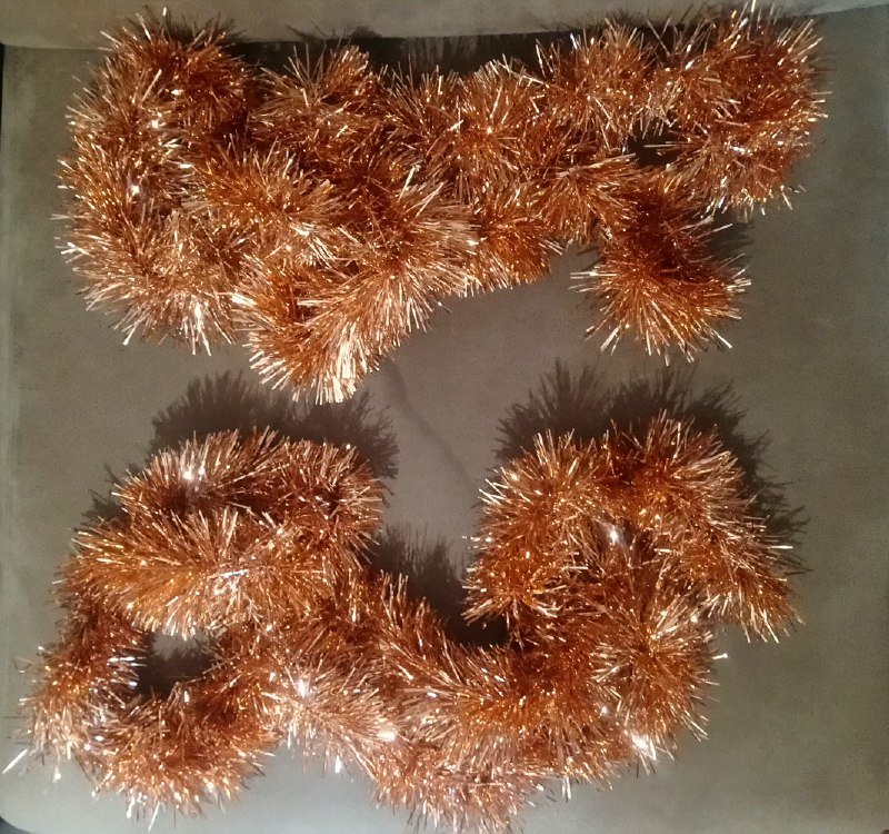 Пушистая мишура гирлянда медно-золотистая 2 штуки