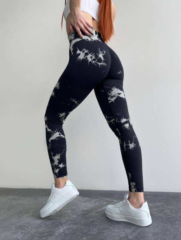 Лосины мраморные с пуш-ап и высокой посадкой