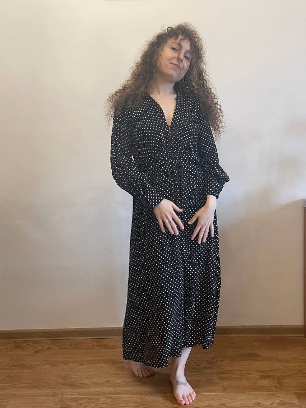 Платье в белый горошек MANGO размер L