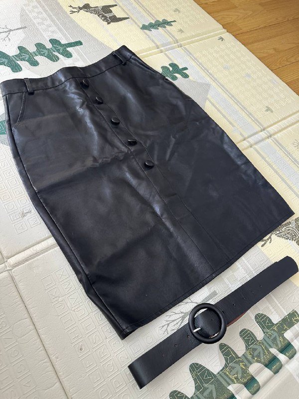 Юбка кожаная с поясом 3