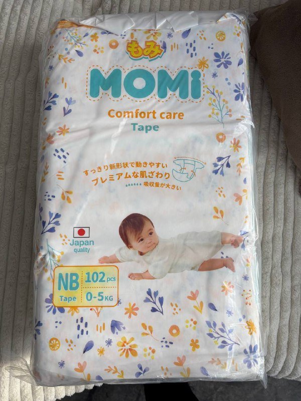 Японские памперсы MOMI 102 шт 0-5 кг