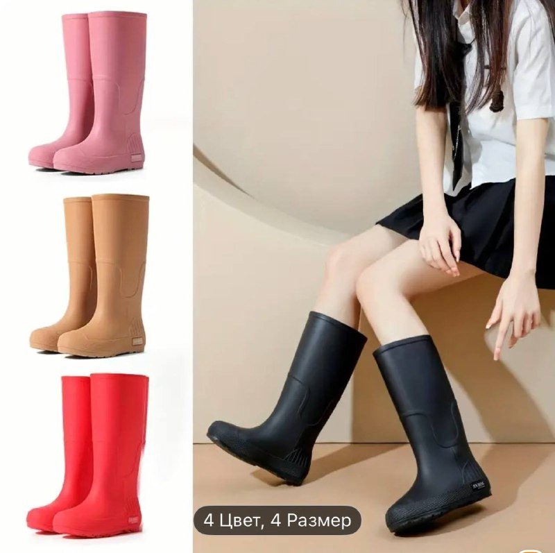 резиновые сапоги новые черные женские 2