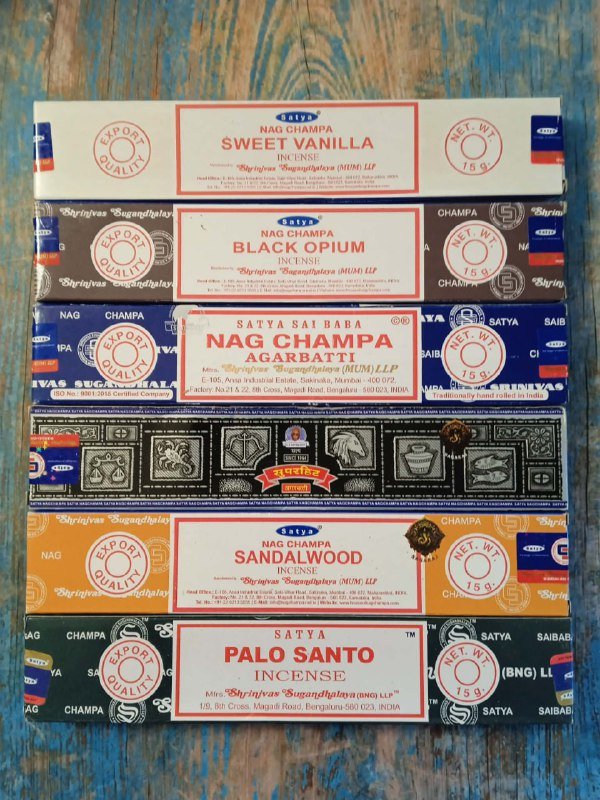 Благовония Satya 6 ароматов по 12 палочек