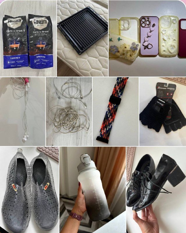 Кофе в зернах, сетевые кабели, чехлы для iPhone, противень, ремешок Xiaomi, спортивные перчатки, мужские аквашузы, бутылка для воды, наушники, microSD, кожаные туфли