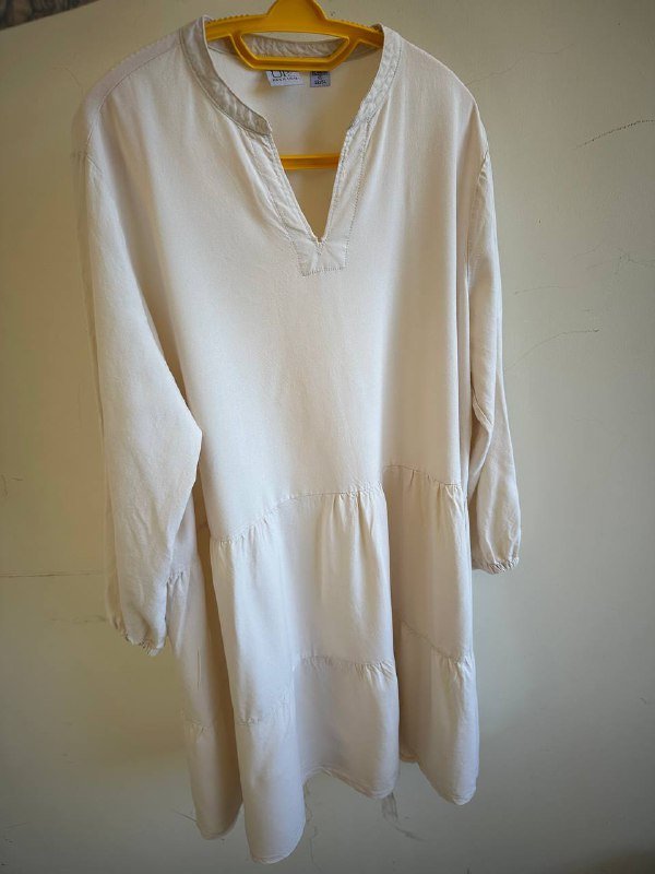 Базовое однотонное платье-туника UP2 светло-бежевое 100% коттон