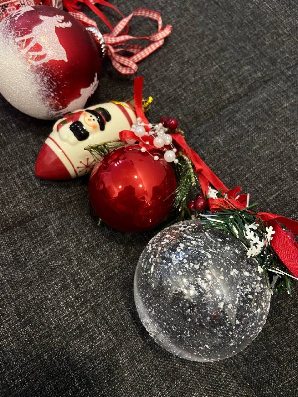 Набор ёлочных игрушек красно-белых