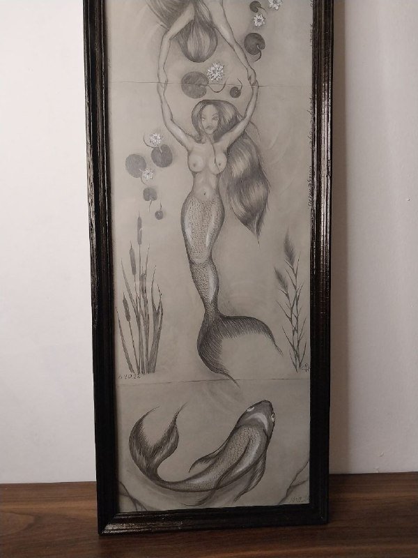 Картина карандаш, бумага, стекло, деревянная рама 2