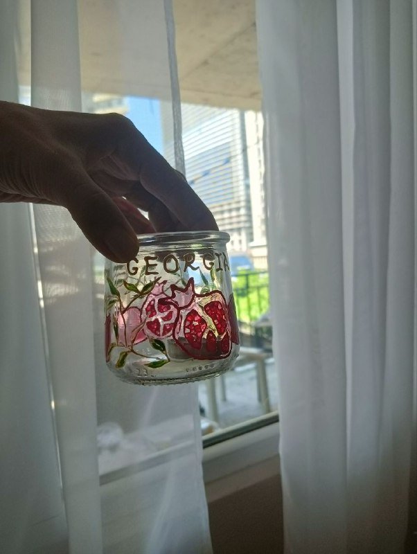 Пара стеклянных подсвечников с авторской росписью 3