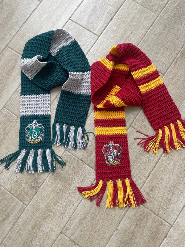 Вязаный шарф Гриффиндор и Слизерин детский, взрослый