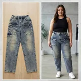 Футболка Boohoo, джинсы mom, кофта 2
