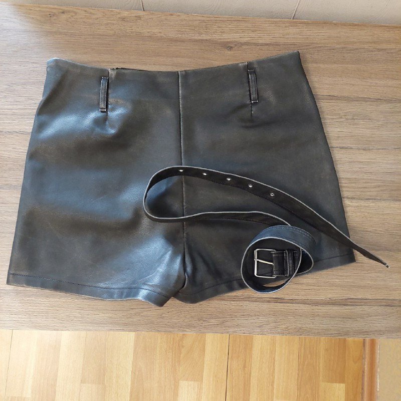 Мини шорты-юбка NewYorker женские чёрные кожзам XL 5
