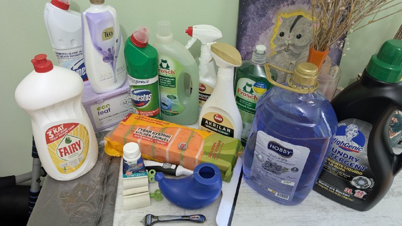 капсулы для стирки, жидкое мыло, Domestos, Frosch, салфетки, АкваМарис, губки, пятновыводитель, бритва Gillette