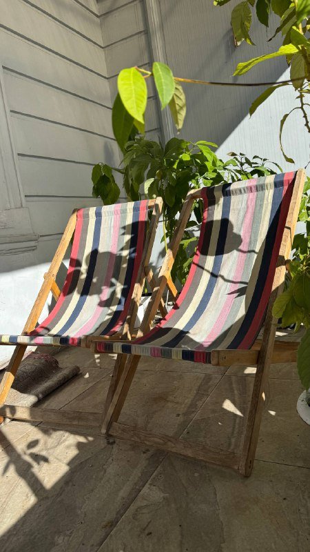 Шезлонги деревянные с текстилем 2