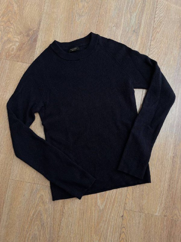 Шерстяной темно-синий джемпер Massimo Dutti