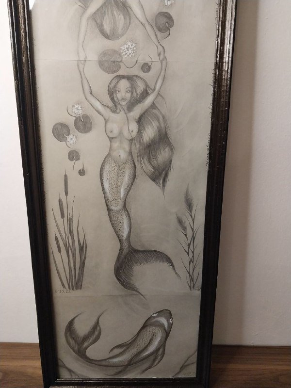 Картина с русалками в деревянной раме 80x24 см 3