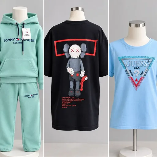 Женская одежда: костюм Tommy Hilfiger, футболки KAWS и Guess