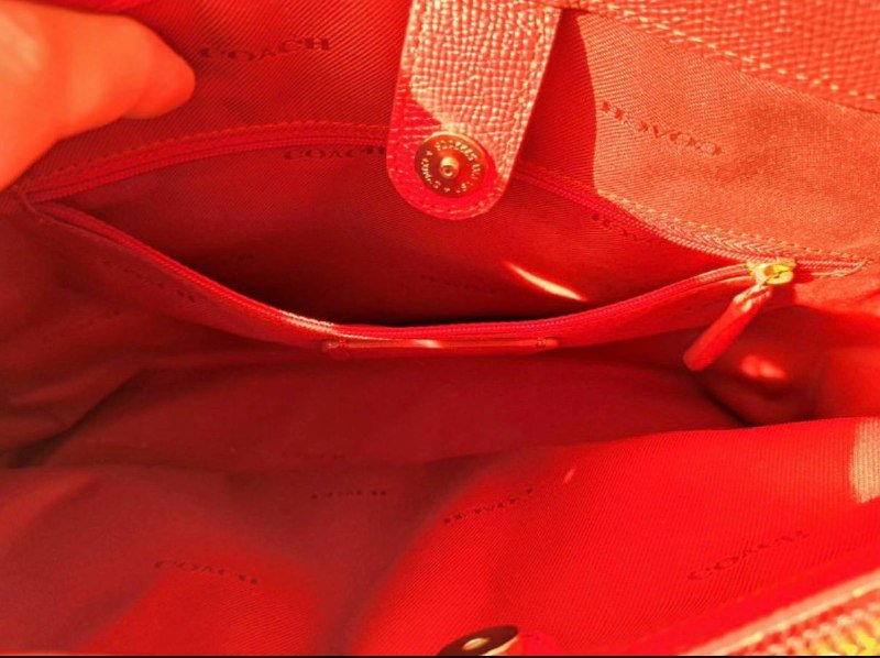 Кожаная сумка Coach красная 6