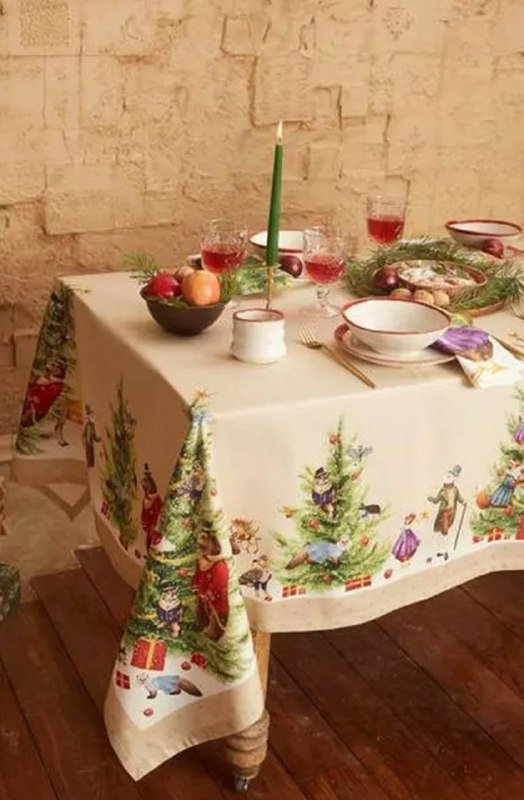 Новогодняя скатерть 150×220 см хлопок 2