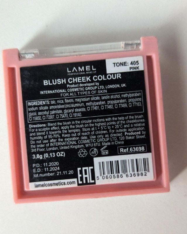 Румяна Lamel blush cheek colour 405 pink 3