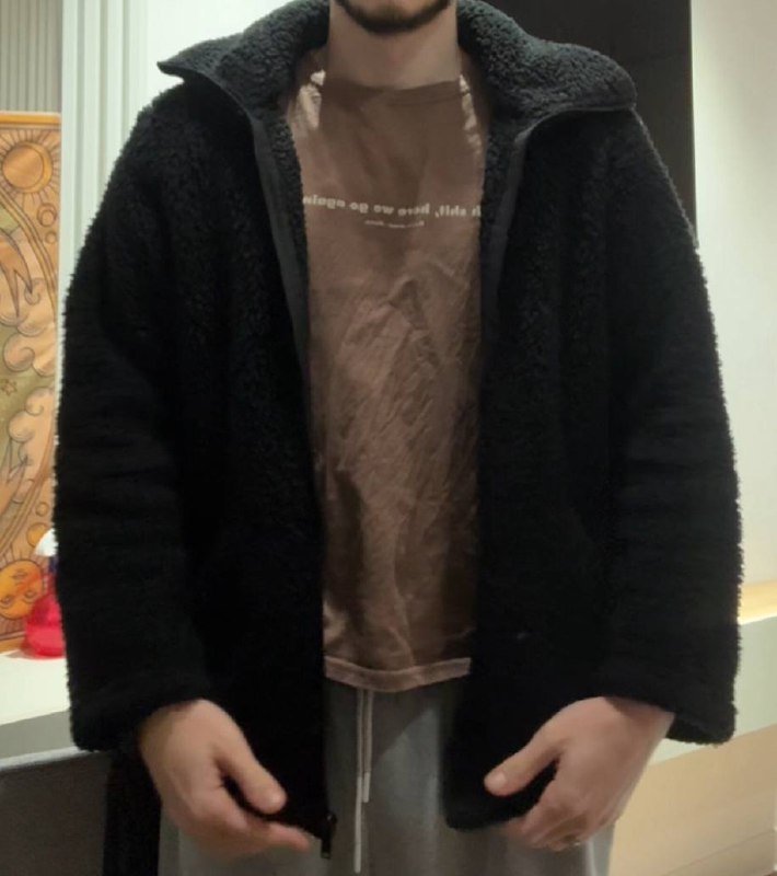 Куртка овечка, теплая, мягкая черная