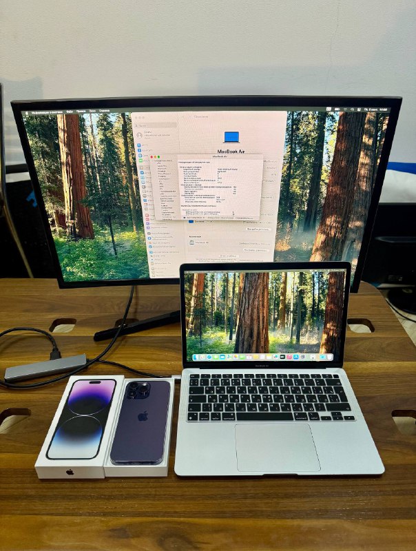 MacBook Air 13 M1, iPhone 14 Pro Max 256GB, Изогнутый монитор Samsung 27' 