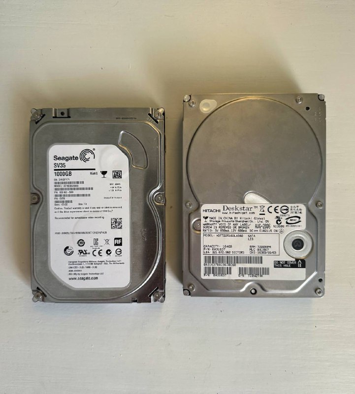 Жесткие диски Seagate 1000GB, Hitachi 164GB, кулеры