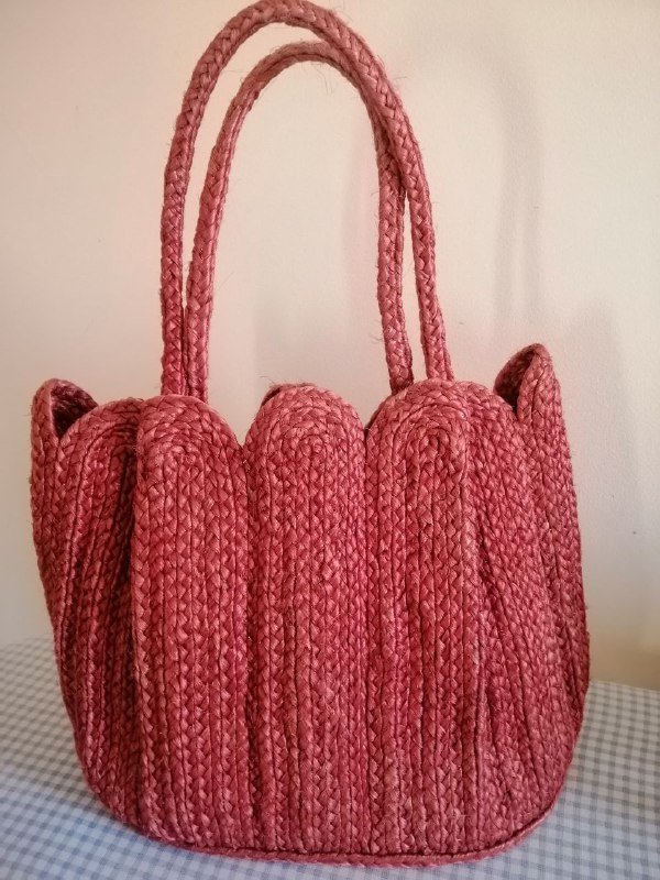 Сумка плетеная марсала 2