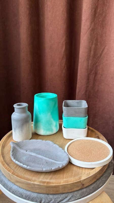 Вазы, подставки, подносики, подсвечники из бетона 6