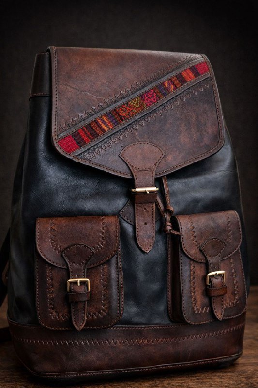 Большой кожаный рюкзак ручной работы