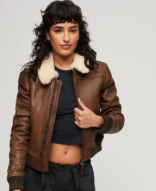 Кожаная утепленная куртка-бомбер Superdry 1