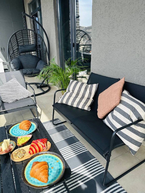 Lounge set HORNSLET 4pers. black