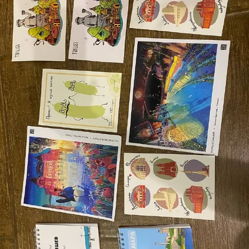 Открытки, набор для рисования, фигурка кота, крепление, шлейка, защита цепи