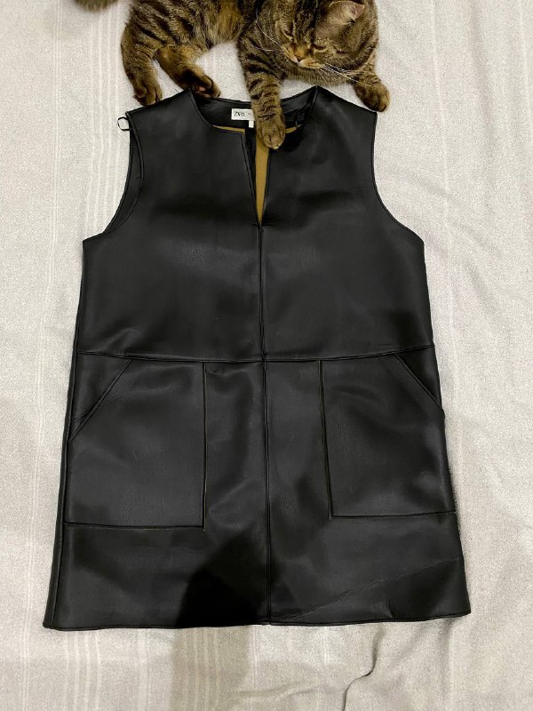 кожаное платье накидка Zara размер L