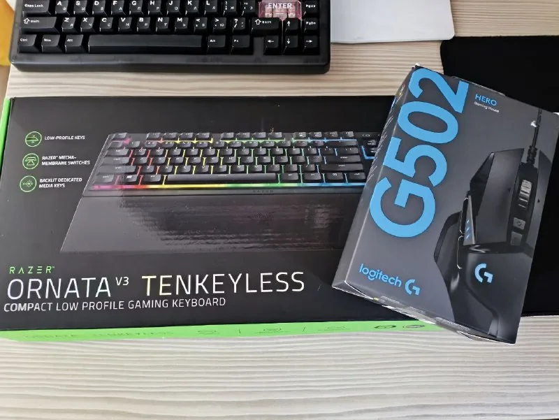 Мышка Logitech G502 Hero, клавиатура Razer Ornata V3 1